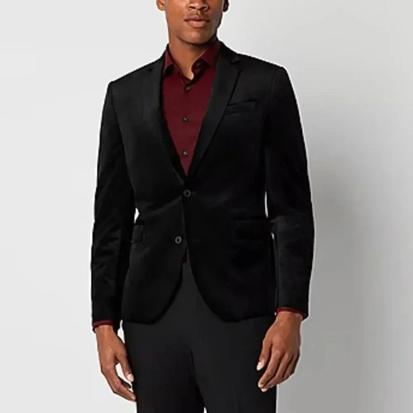 JF J.Ferrar Velvet Mens Super Slim Stretch Fabric Super Slim Fit Sport Coat - Picture 1 of 9